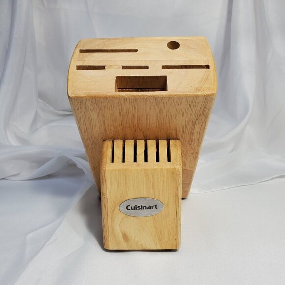 Cuisinart Natural Wood Knife Block 12-Slot Design Brushed Metal Logo BLOCK ONLY - Picture 1 of 10